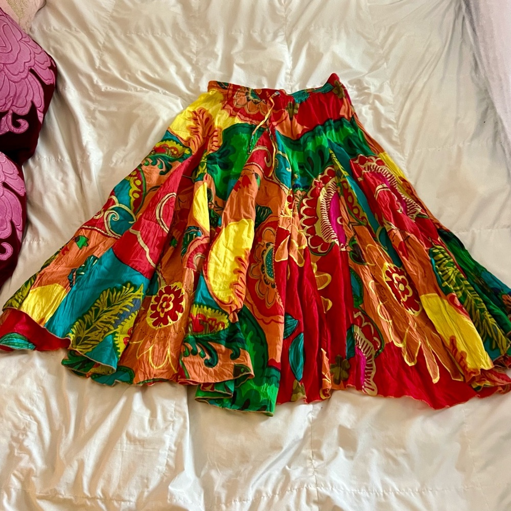 Soft Surroundings Multicolor Floral A-Line Skirt